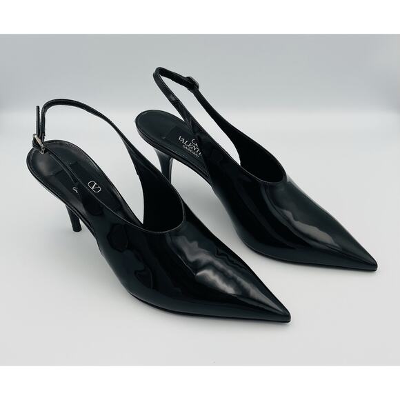 Valentino Garavani Black Patent Leather Slingback Pump Heels Size 38 US 8 - Picture 4 of 8